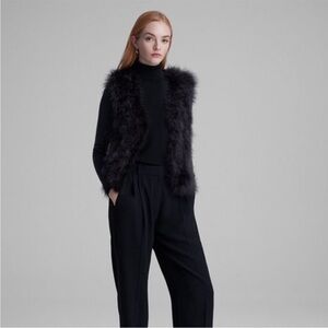 NWT Club Monaco Black Feathers Vest Size XS